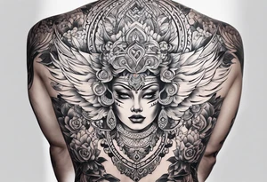 back tattoo covering the whole back drawing tattoo idea