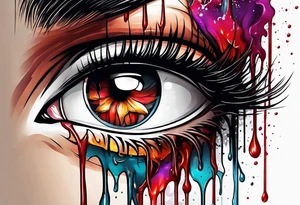 Bleeding tear flows from eye tattoo design tattoo idea