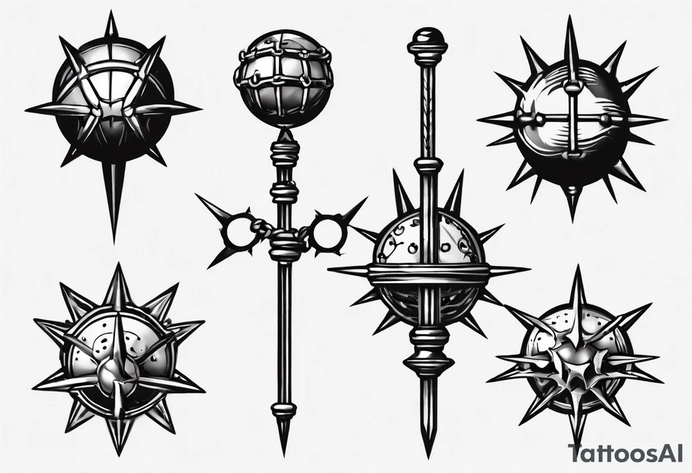 spiked ball mace on a chain tattoo idea