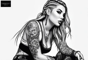 Bikergirl with boxer braids tattoo idea