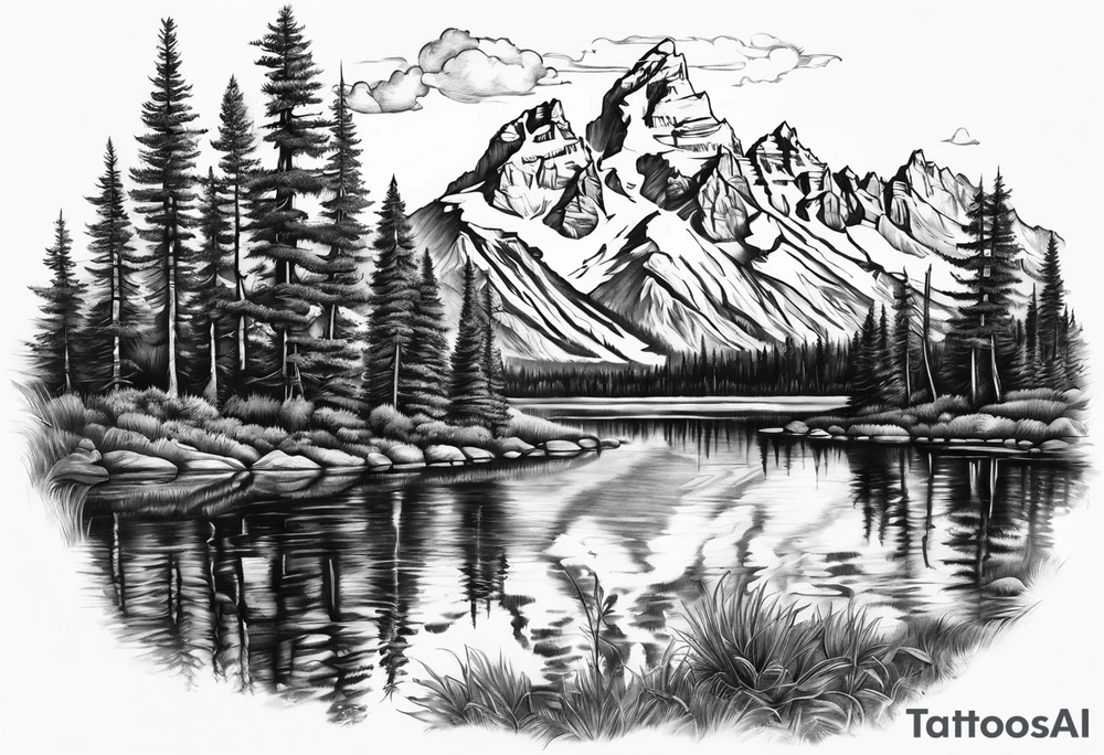grand teton sleeve tattoo idea