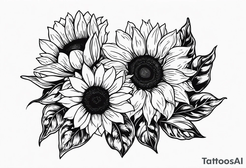 stamp  and sunflowers inside tattoo idea