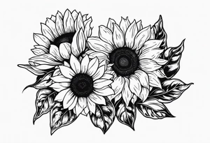stamp  and sunflowers inside tattoo idea
