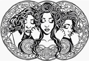 hear no evil, see no evil, speak no evil medusa tattoo idea