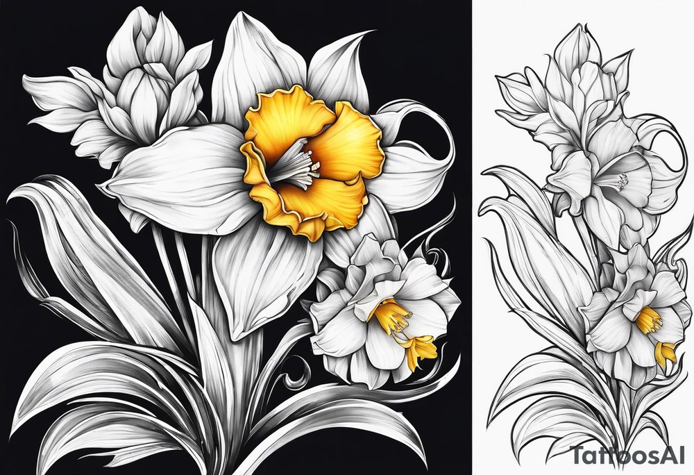 daffodil design tattoo idea