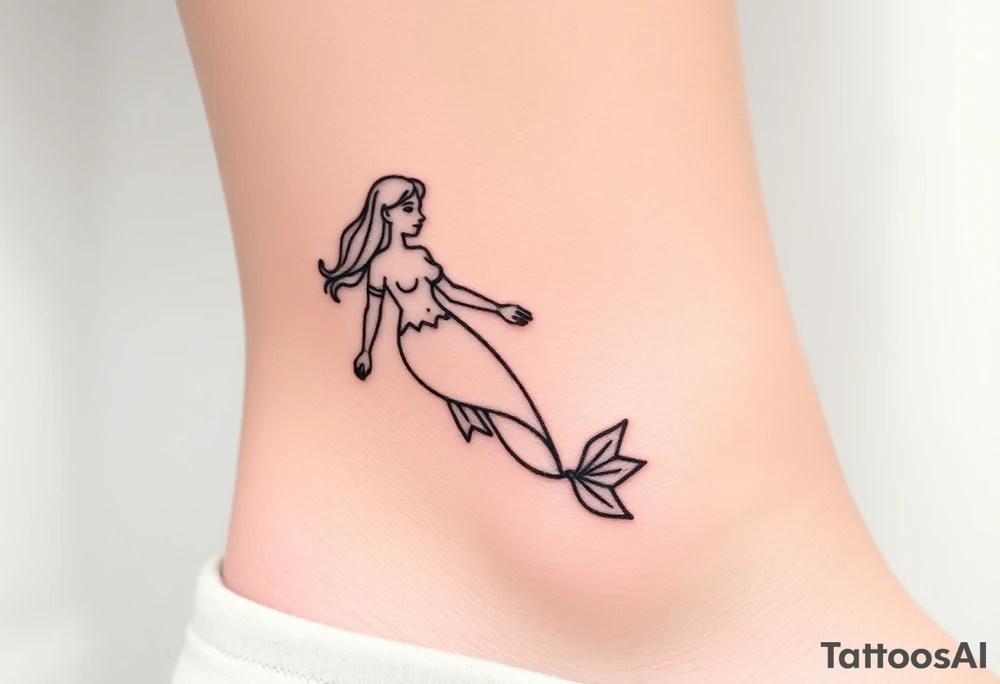 Simple Mermaid with elbow crutches tattoo idea