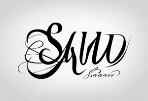 the word "Saanu" minimalistic background but a nice cursive font with the S standing out tattoo idea