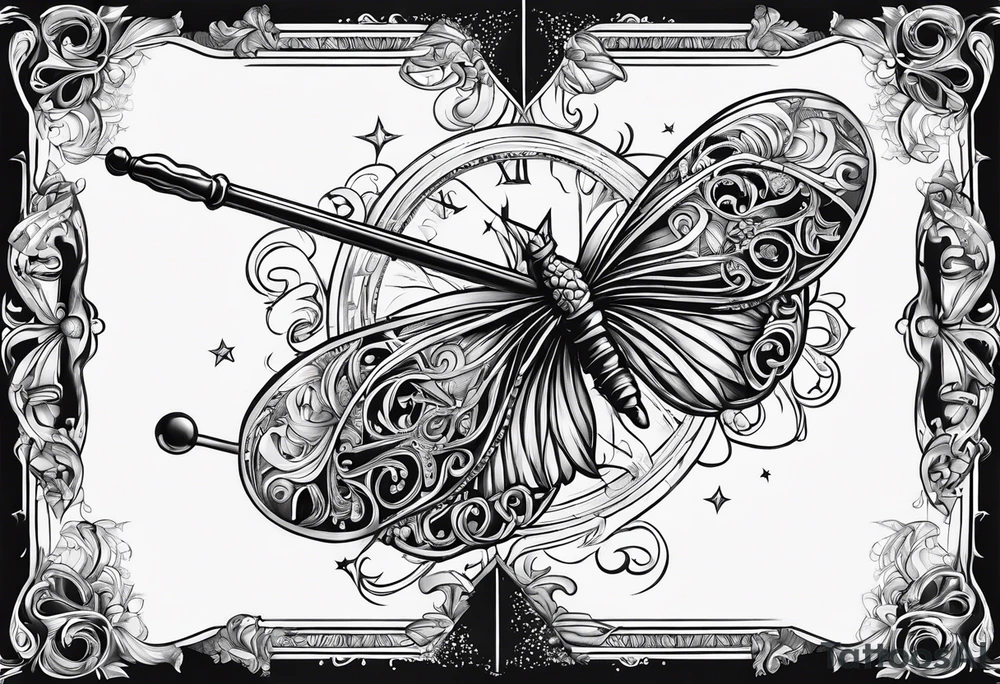 The word magic and a magic wand tattoo idea