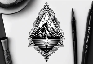 Strong mountain with a flame tattoo idea