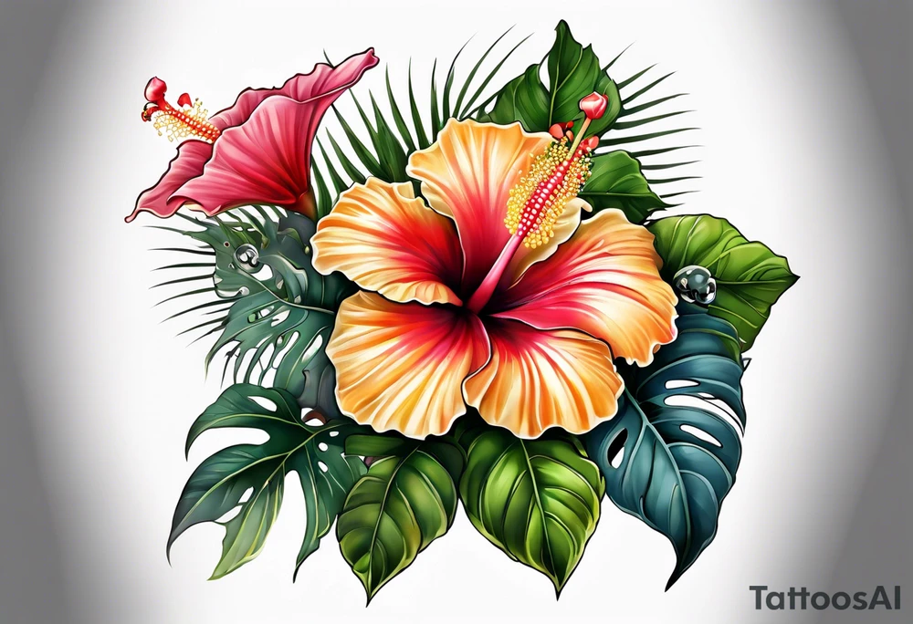 Hibiscus, gecko tattoo idea