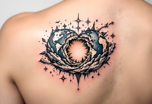 2 different worlds on both sides of a black hole tattoo idea