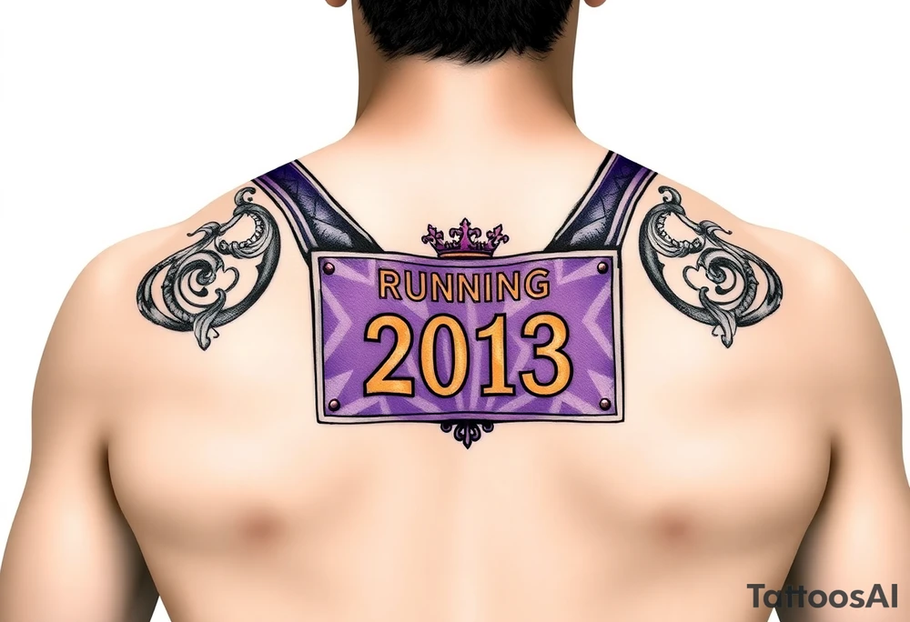 Running bib 2013 purple and gold tattoo idea