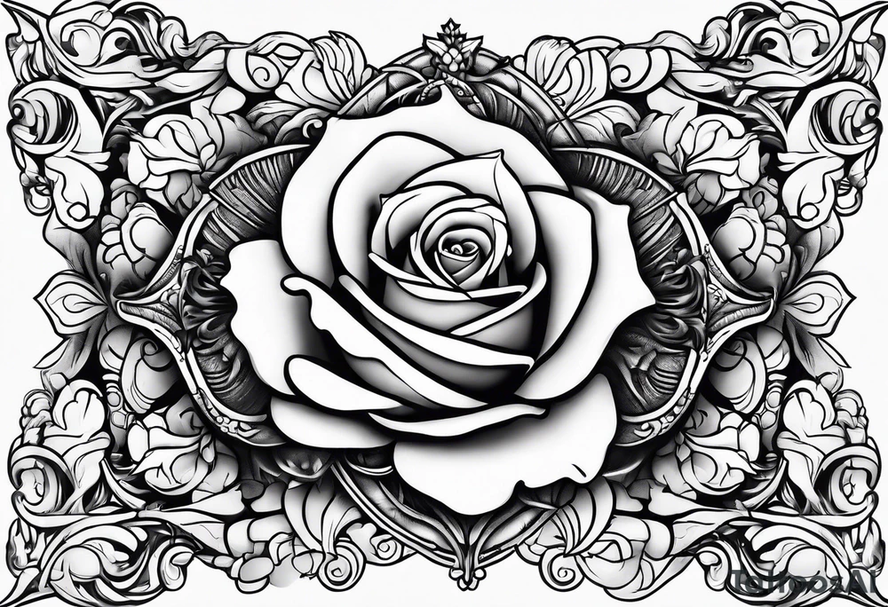Shell with rose tattoo idea