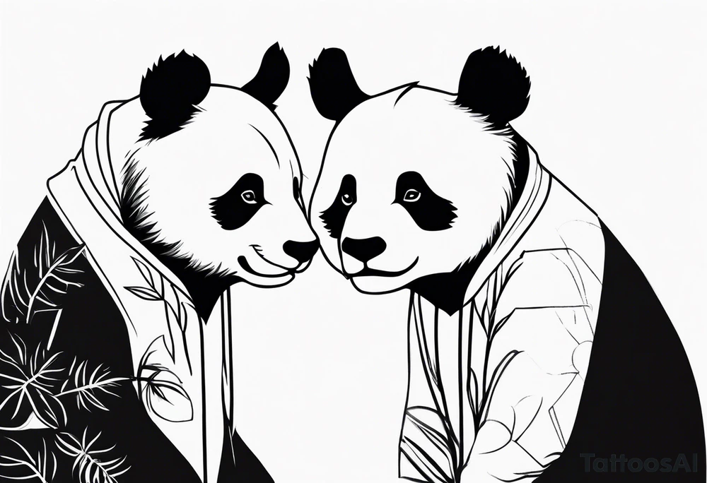 cute panda pair tattoo idea