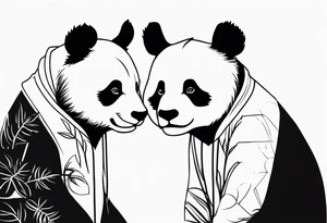 cute panda pair tattoo idea
