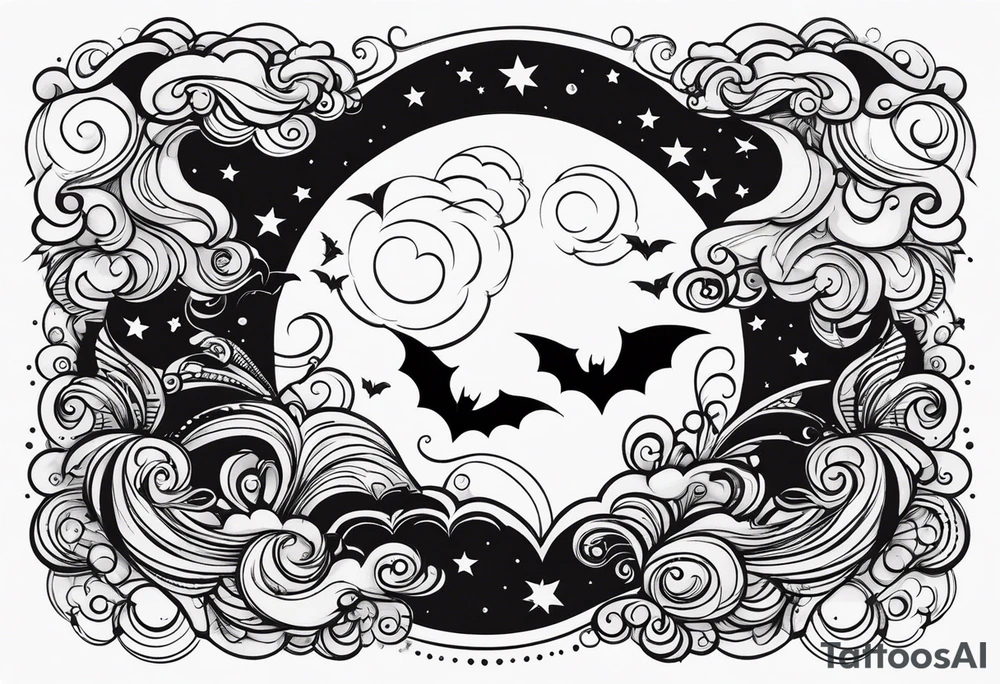 Moon and bats tattoo tattoo idea