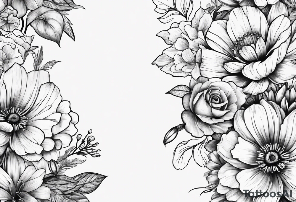Bouquet of birth flowers february tattoo idea