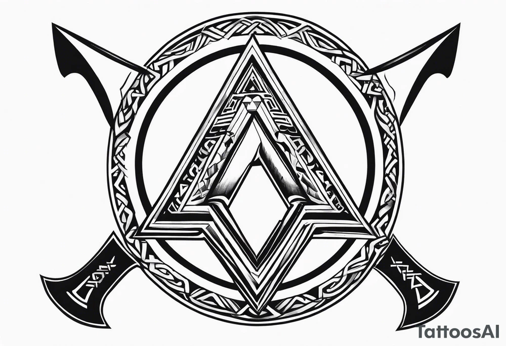 Valhalla
Sword shield valknut axe tattoo idea