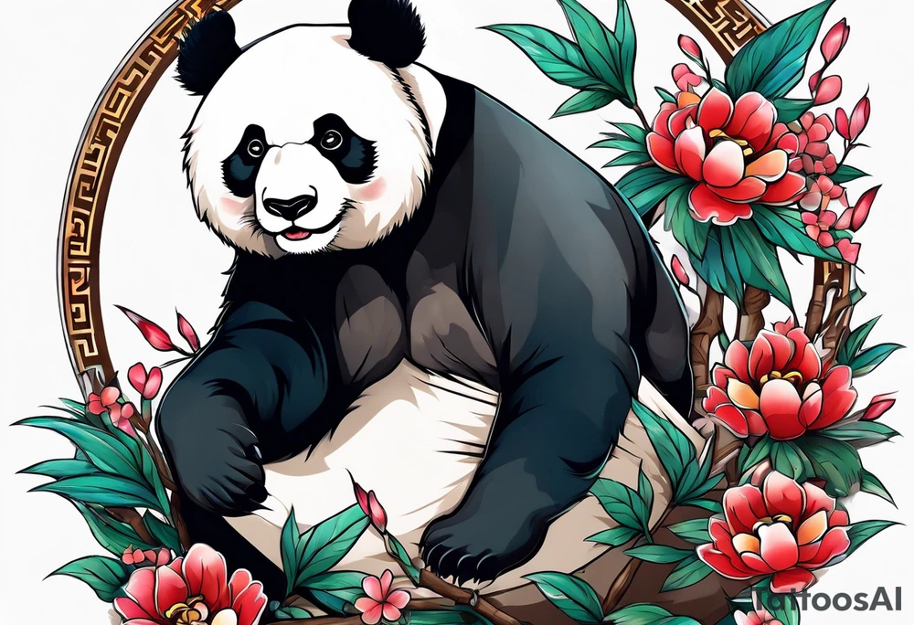 panda riding a panda tattoo idea