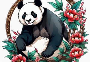 panda riding a panda tattoo idea