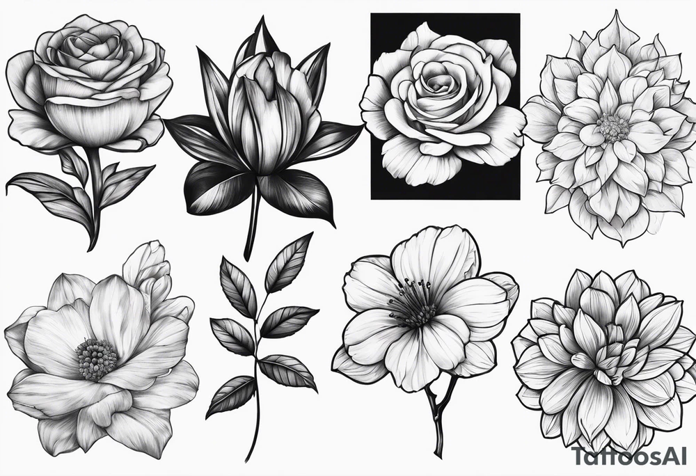 January, February, October and December birth month flowers for inner arm tattoo idea