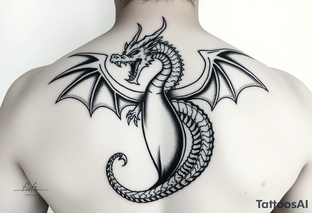 the canvas is a mans large erect penis , it has a dragon that wraps around it tattoo idea