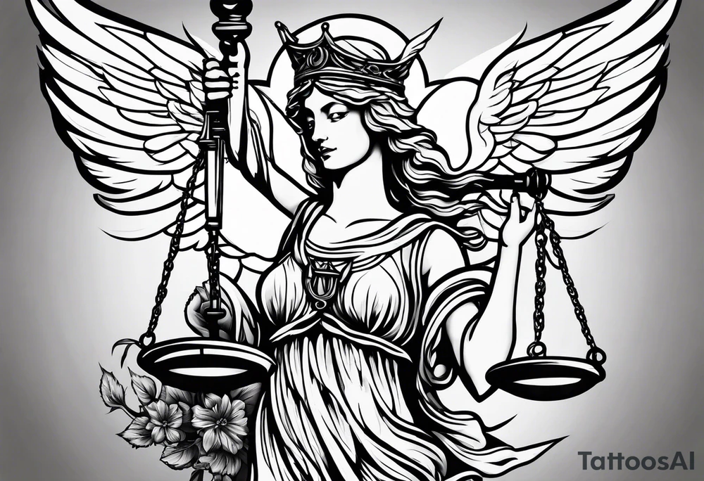 lady justice with wing tattoo idea