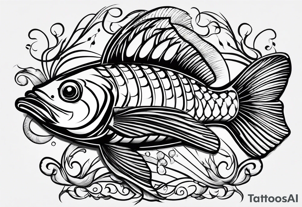 Pinstripe fish tattoo idea