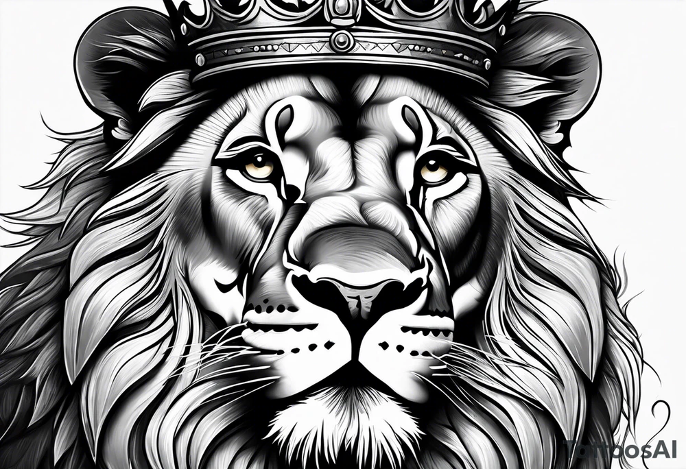 lion wearing crown tattoo idea