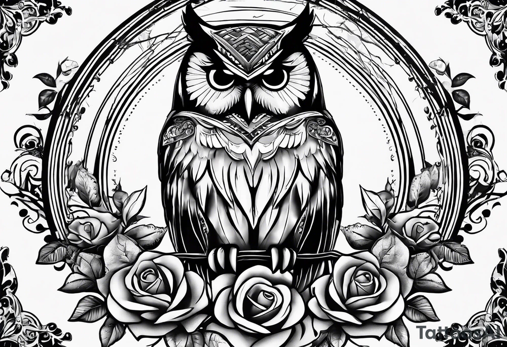 An owl, a rose, “but the greatest of these is love” tattoo idea