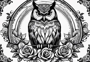 An owl, a rose, “but the greatest of these is love” tattoo idea