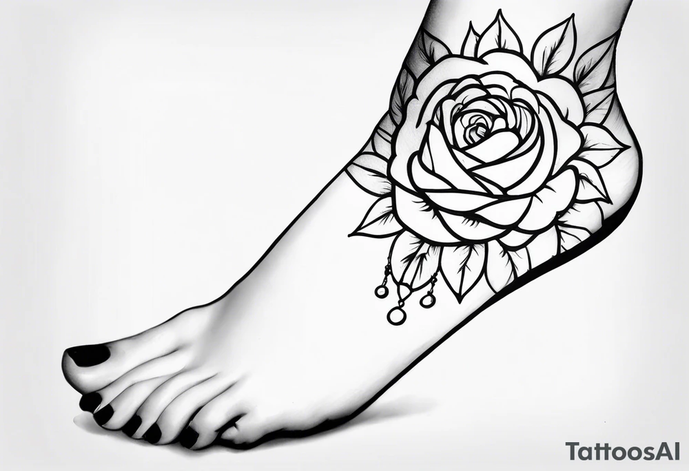 feminine ankle bracelet tattoo idea