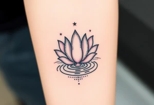 serene lotus flower emerging from sacred waters with ripples tattoo idea
