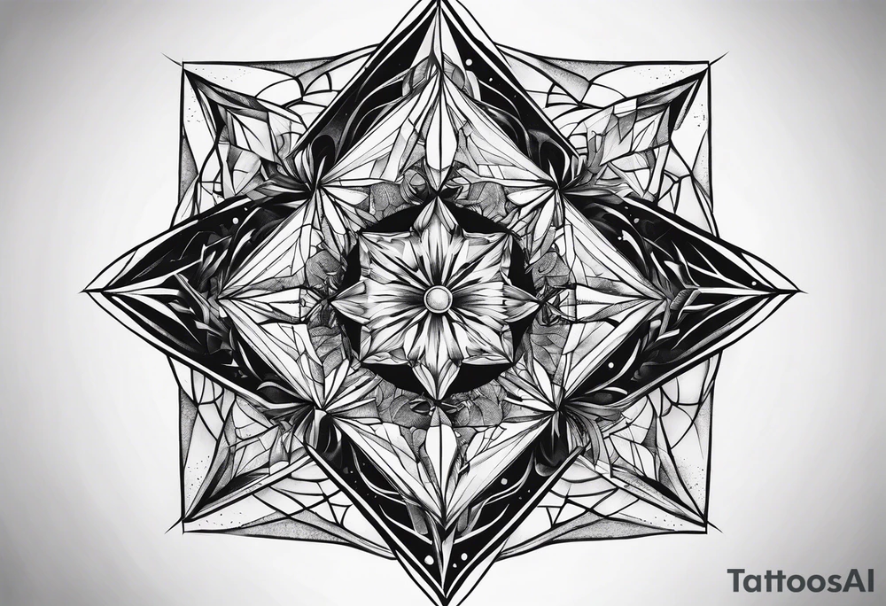 Tesseract and stars tattoo idea