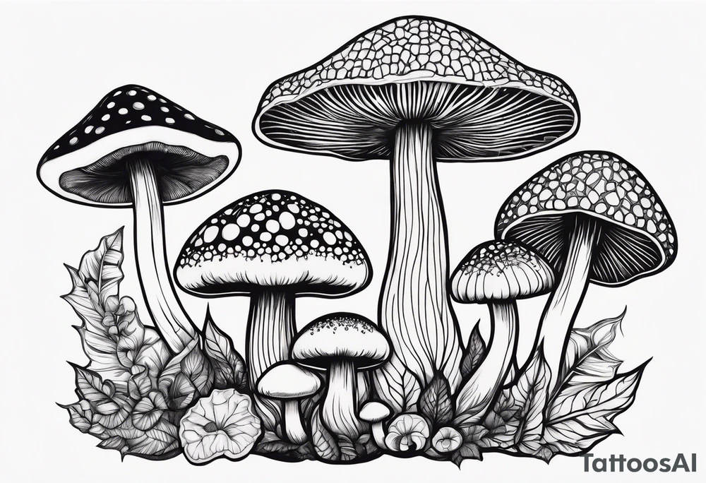 magic mushrooms tattoo idea