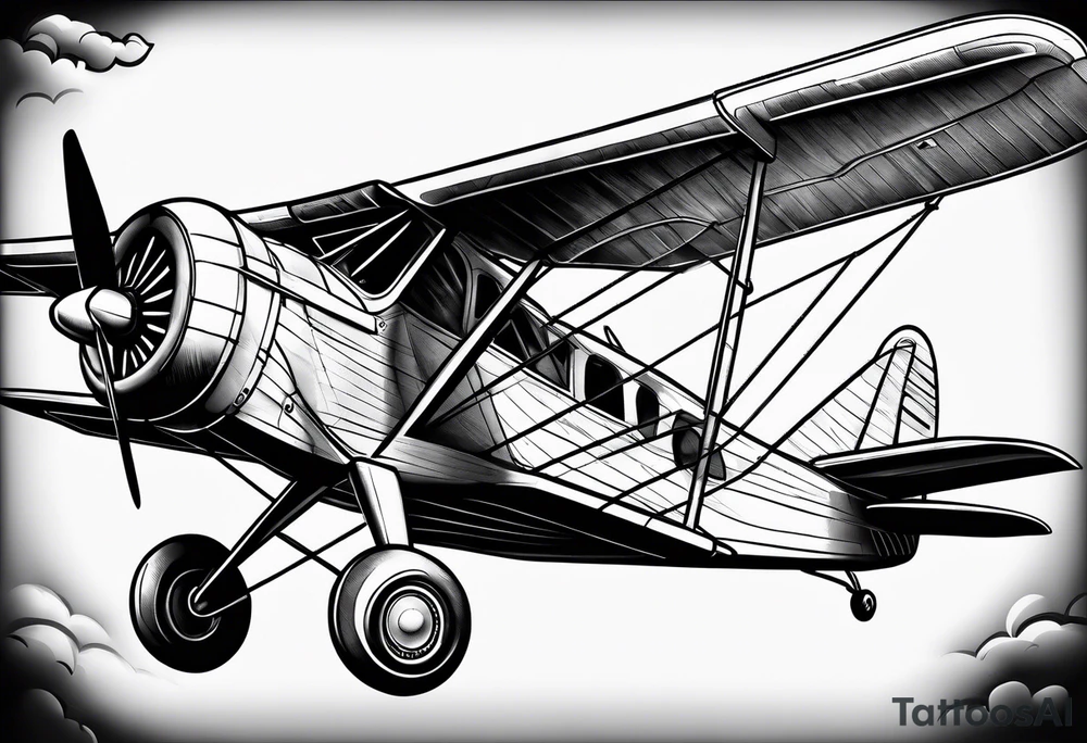 sketch of adventure plane in perspective from the bottom tattoo idea
