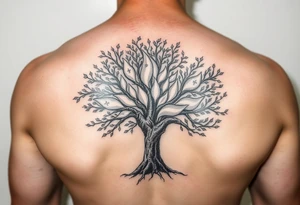 Tree with leaves that are country flags from Prussia,  Ireland, wales, scotland, England, and catawba tribe tattoo idea