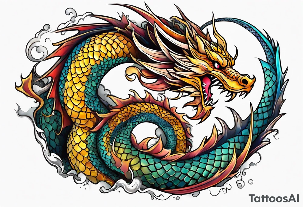 Colourful dragon tattoo idea