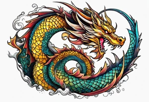Colourful dragon tattoo idea