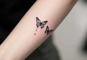 Two butterflyes with blood driping tattoo idea