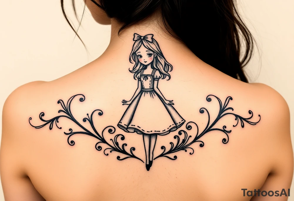 Dark Alice in wonderland tattoo idea