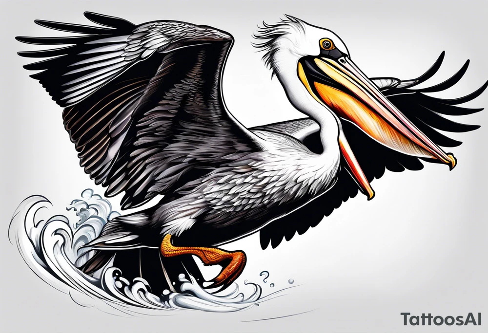 pelican in motion tattoo idea