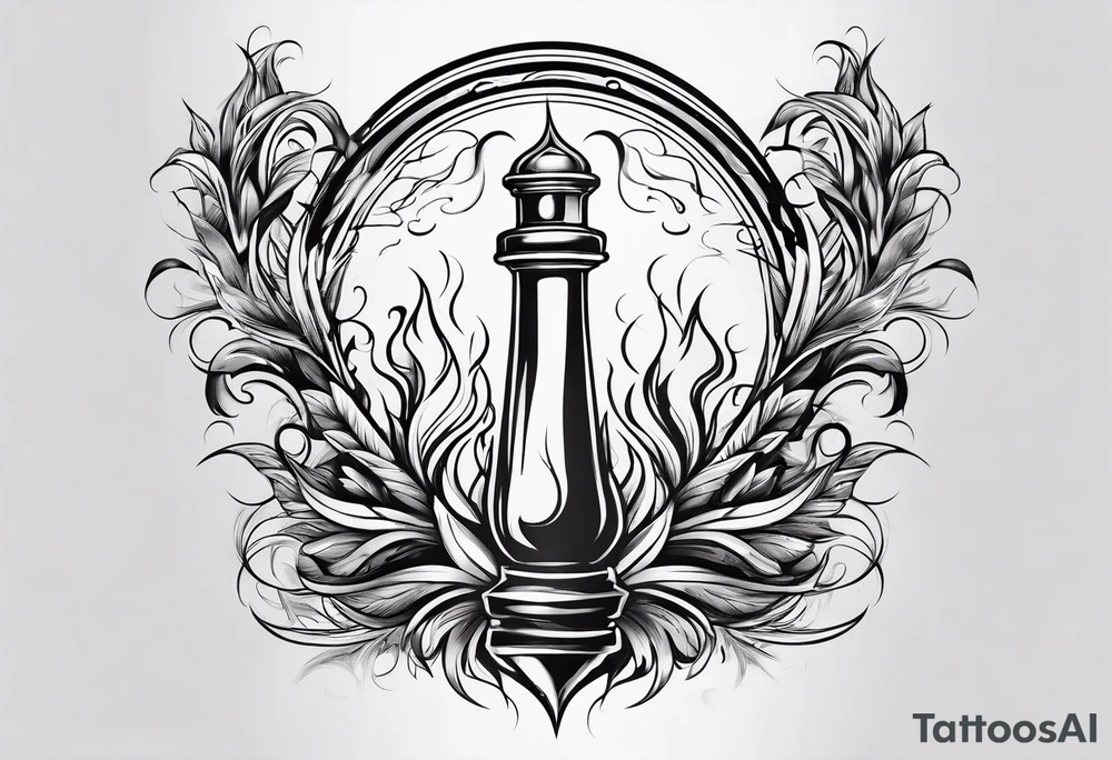 Flaming torch water background tattoo idea