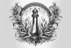 Flaming torch water background tattoo idea
