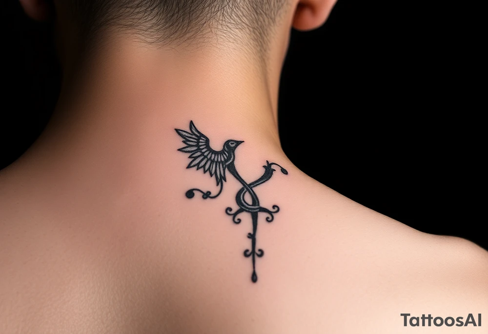 Aquarius theme mysterious elegant and feminine small tattoo idea