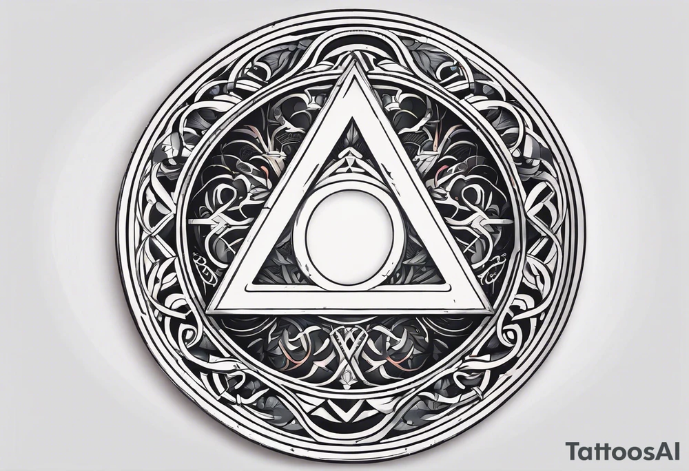 Simplistic symbol large delta inside a circle made from chain tattoo idea