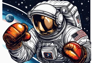 Astronaut with boxing gloves tattoo idea