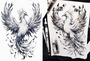 a white phoenix wearing iron diadem tattoo idea