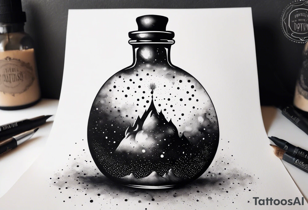Potion bottle with the galaxy inside tattoo idea