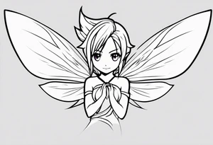 A fairy with a tail that is the fairy in the Fairy Tail anime guild logo tattoo idea